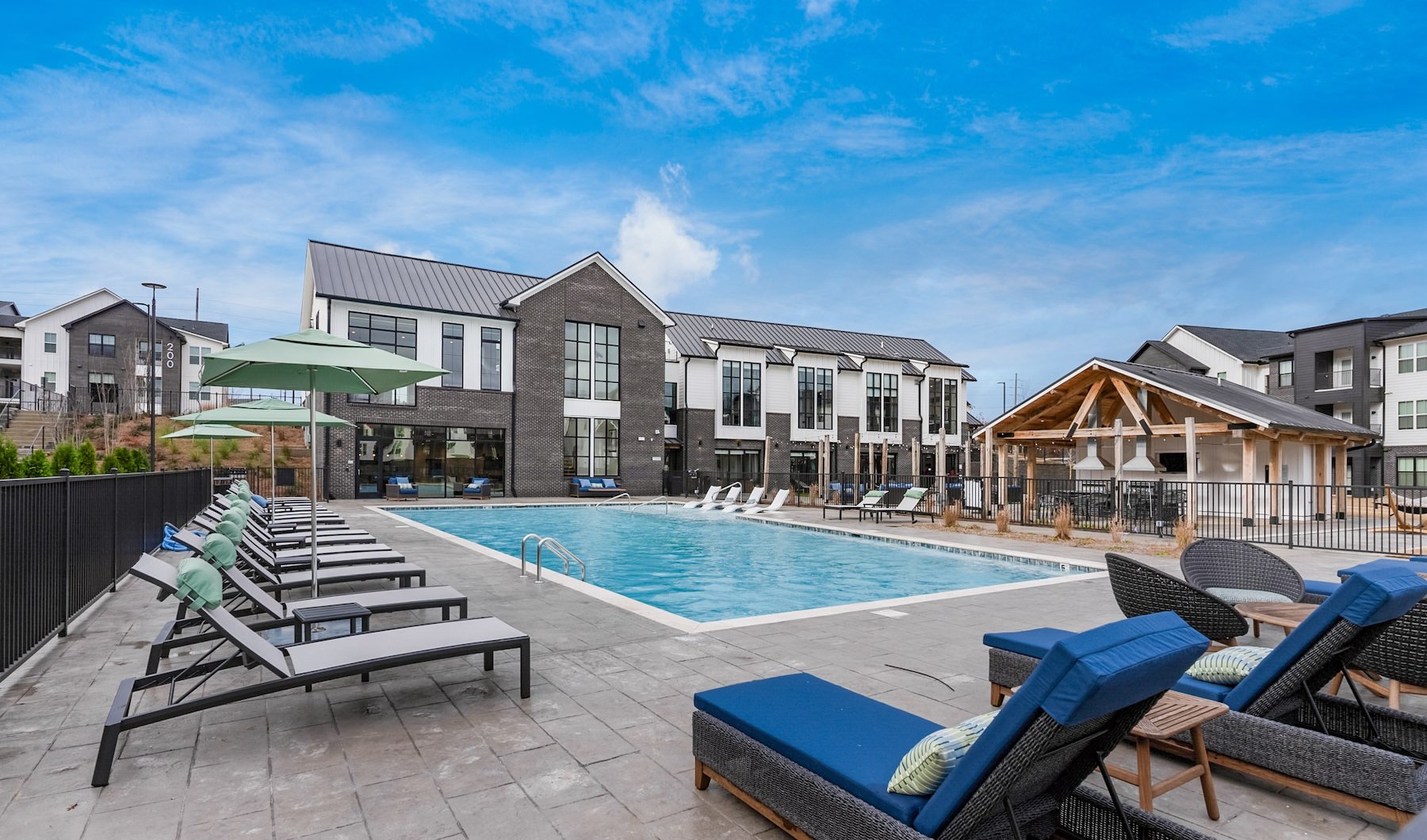 Relax and unwind poolside pool with seating